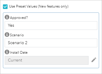 Enter preset values Enter preset values