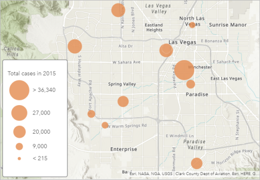 Data visualized on the map with a legend Data visualized on the map with a legend